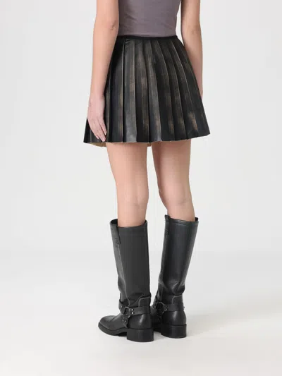 Diesel Short Pleated Skirt With Distressed Effect In Animal Print