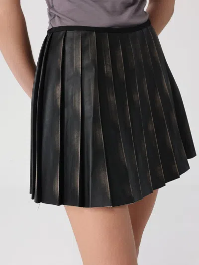 Diesel Short Pleated Skirt With Distressed Effect In Animal Print