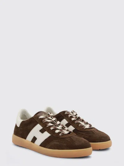 Hogan Chocolate Brown Suede Platform Sneakers With Lace-up Closure And H Logo Detail