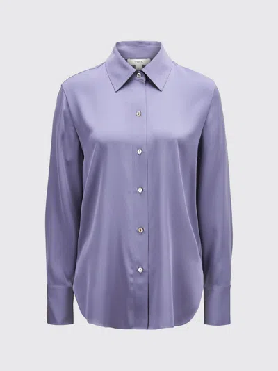 Vince Stretch-silk Button-front Blouse In Mauve Iris In Blue