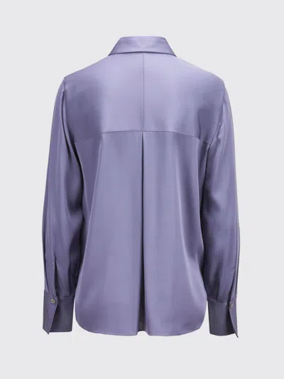 Vince Stretch-silk Button-front Blouse In Mauve Iris In Blue