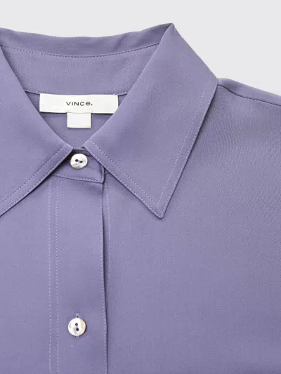 Vince Stretch-silk Button-front Blouse In Mauve Iris In Blue