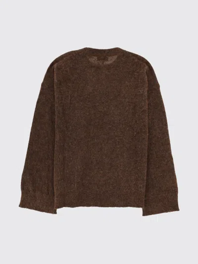 Ganni Brushed Alpaca Graphic Oversized Sweater In Brown