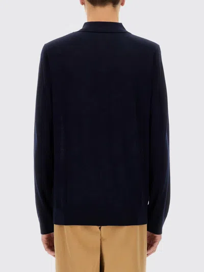 Paul Smith Black Long Sleeves Solid Polo In Blue