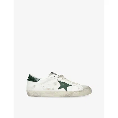 Golden Goose Super-star White Low Top Sneakers With Embossed Logo And Contrasting Heel Tab In Leather Man In White