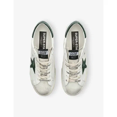 Golden Goose Super-star White Low Top Sneakers With Embossed Logo And Contrasting Heel Tab In Leather Man In White