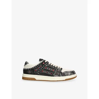 Amiri Skel Top Black Sneaker With Beads And Crystals Application And Logo On The Heel In Fabric And Cotton In Black