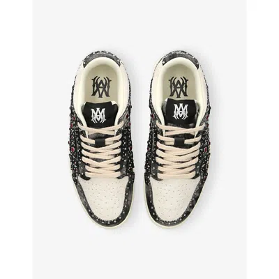 Amiri Skel Top Black Sneaker With Beads And Crystals Application And Logo On The Heel In Fabric And Cotton In Black