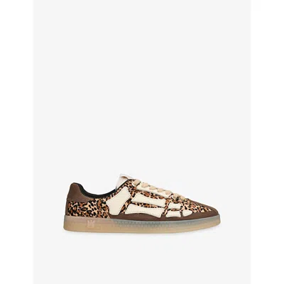Amiri Pacific Bones Brown Low-top Sneaker With Logo Patch On The Tongue And Leopard Print In Suede Man In Animal Print