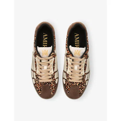 Amiri Pacific Bones Brown Low-top Sneaker With Logo Patch On The Tongue And Leopard Print In Suede Man In Animal Print