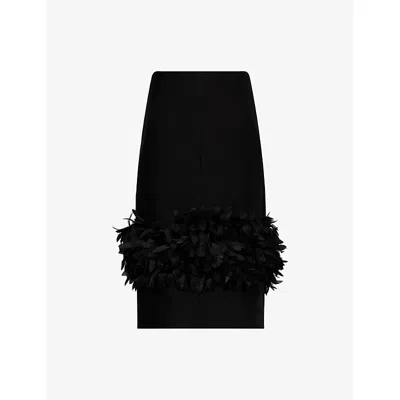 Totême Womens Black Petal High-waist Wool And Silk Midi Skirt In Black