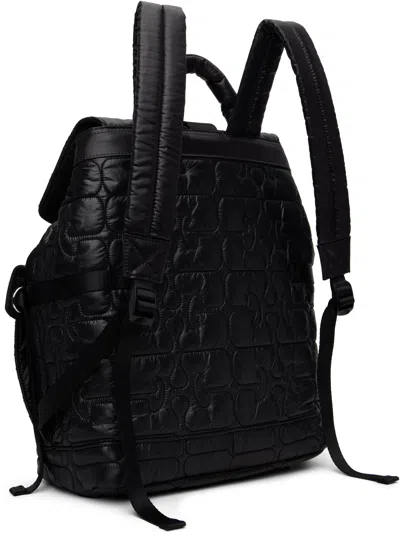 Ganni Quilted Backpack With Buckle Closure And Adjustable Straps In Black