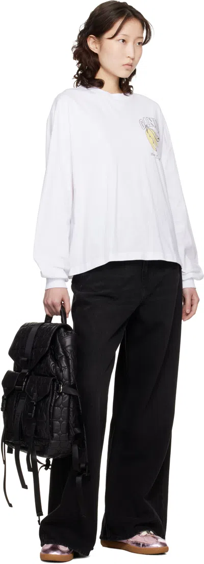 Ganni Quilted Backpack With Buckle Closure And Adjustable Straps In Black