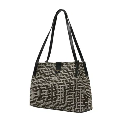 Balmain Medium Tote Bag Double Handles Geometric Pattern In Multi