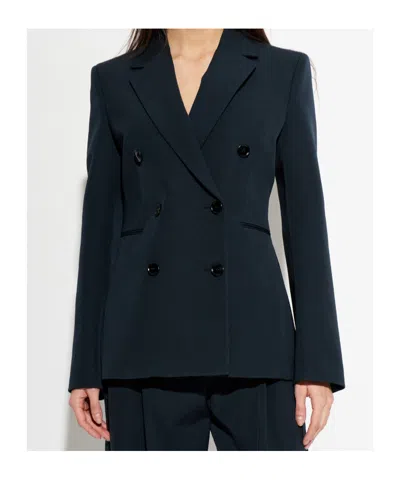 Alaïa Cinched Double Breasted Blazer In Blue