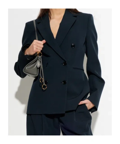 Alaïa Cinched Double Breasted Blazer In Blue