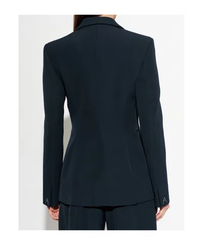 Alaïa Cinched Double Breasted Blazer In Blue