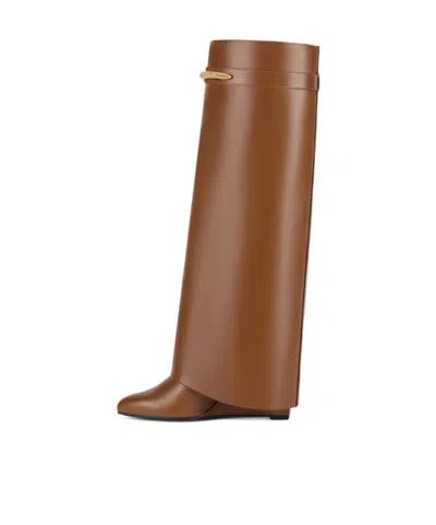 Givenchy Brown Leather Boots In Brown