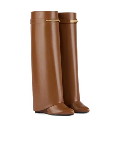 Givenchy Brown Leather Boots In Brown