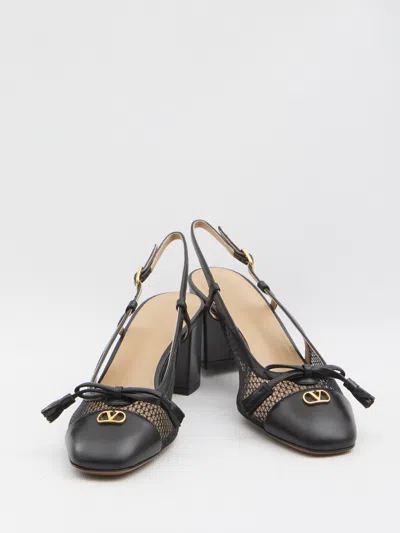 Valentino Garavani Valet Du Roi Slingback Pump In Mesh And Kidskin 60mm Woman Black 41.5 In Black