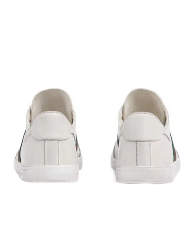 Gucci Leather Stretch Lace Up Sneakers Signature Stripe In Multi