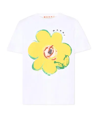 Marni Kids Floral Printed Crewneck T-shirt In Multi