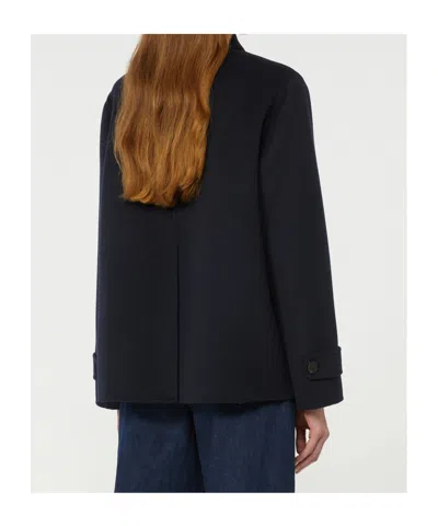 Weekend Max Mara Double-breasted Wool Blend Coat In Blue