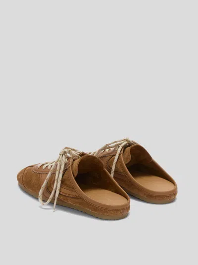 Dries Van Noten Suede Mules Rubber Sole Stitch Detailing In Brown