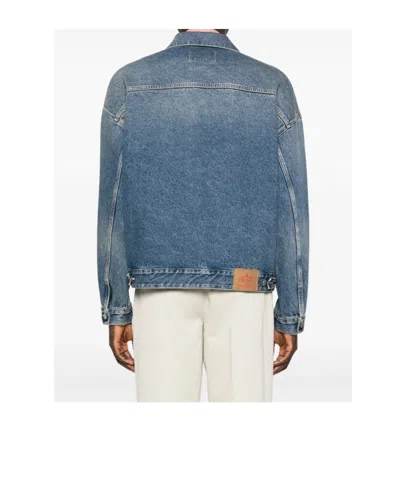 Prada Long-sleeved Denim Jacket In Brown