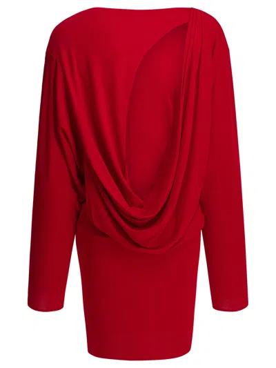 Jacquemus La Mistral Open-back Draped Dress In Red