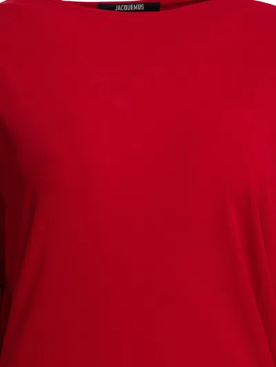 Jacquemus La Mistral Open-back Draped Dress In Red