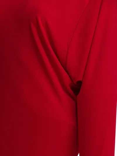 Jacquemus La Mistral Open-back Draped Dress In Red