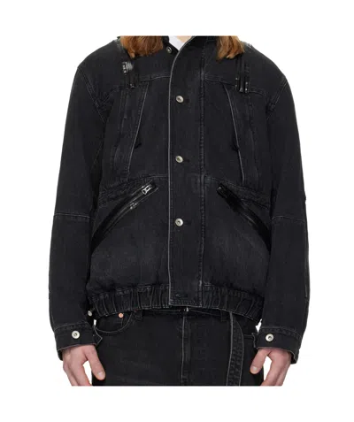 Sacai High Collar Jacket Adjustable Drawstring Front Pockets In Multi