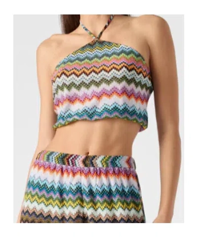 Missoni Pixel-effect Zigzag Pattern Top In Green