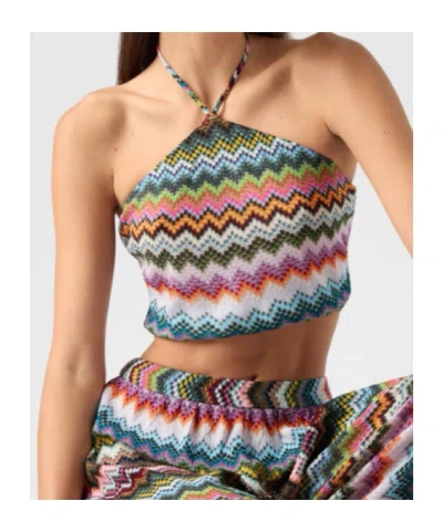Missoni Pixel-effect Zigzag Pattern Top In Green