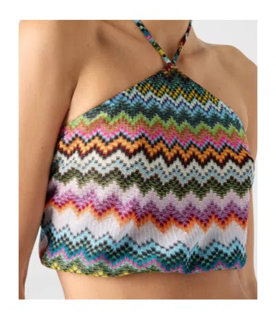 Missoni Pixel-effect Zigzag Pattern Top In Green