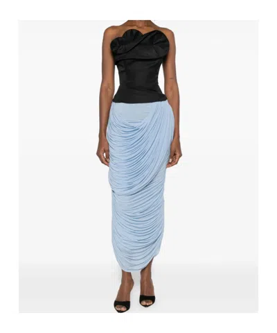 Magda Butrym Ruffled Wool And Silk Bustier Top In Black