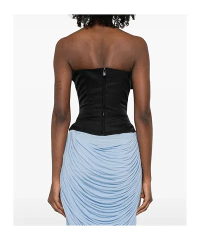 Magda Butrym Ruffled Wool And Silk Bustier Top In Black