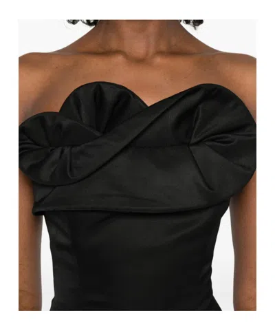 Magda Butrym Ruffled Wool And Silk Bustier Top In Black