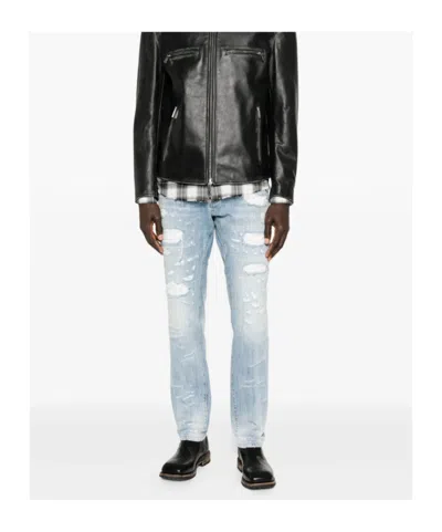 Dsquared2 Teddy Distressed Jeans In Blue