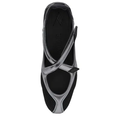 Attico Cross Strap Ballerina Flats With Metallic Finish In Animal Print