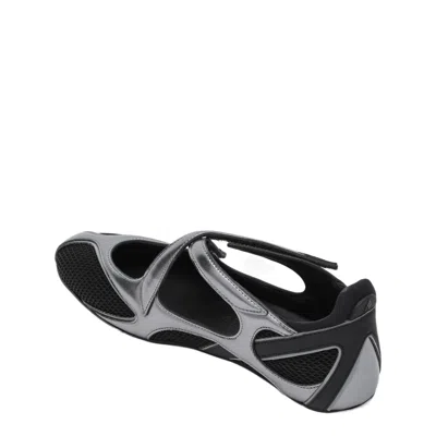 Attico Cross Strap Ballerina Flats With Metallic Finish In Animal Print