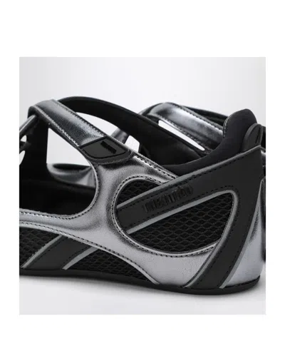 Attico Cross Strap Ballerina Flats With Metallic Finish In Animal Print