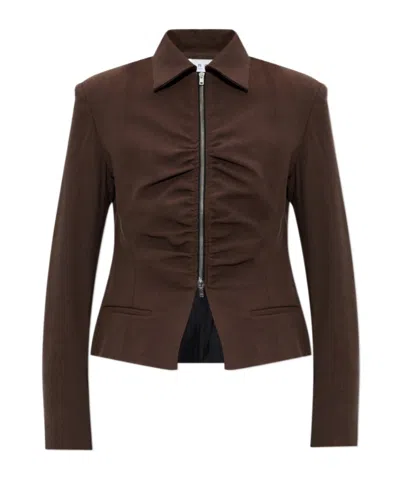 Iro Helvina Long Sleeve Tailored Blazer Jacket In Brown
