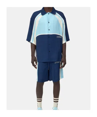 Amiri Ma Quad Panel Camp Shirt In Blue