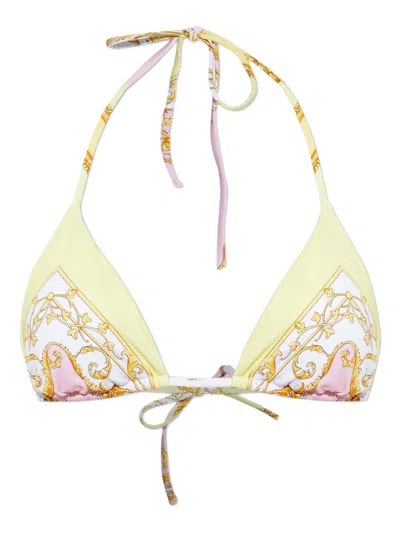 Versace Barocco Triangle Bikini Top Adjustable Straps In Multi