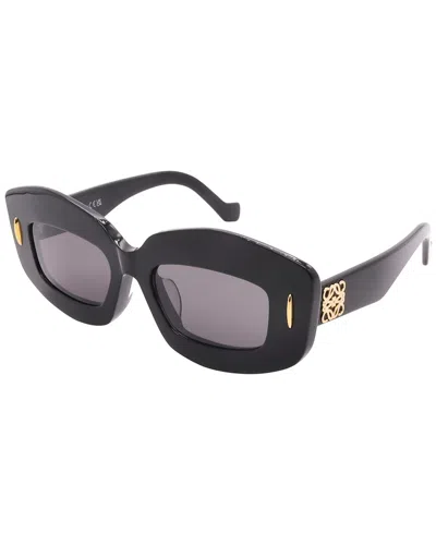 Loewe Solid Color Sunglasses With Golden Details In Black