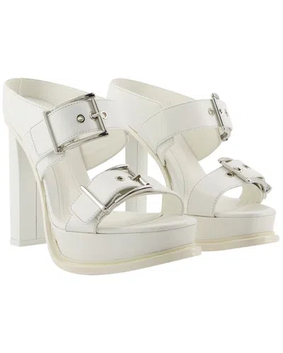 Alexander Mcqueen Boxcar Leather Sandal In White