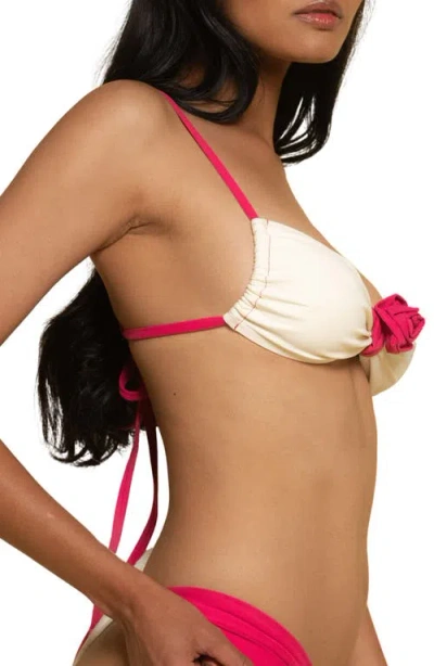 Montce Devin Rosa Bikini Top In Cream Raspberry Binded In Neutral