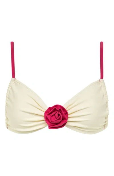 Montce Devin Rosa Bikini Top In Cream Raspberry Binded In Neutral